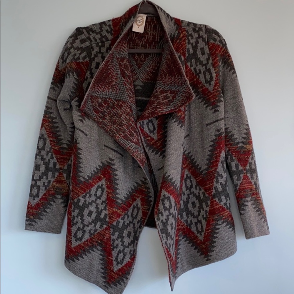 Aztec Open Front Cardigan Sweater